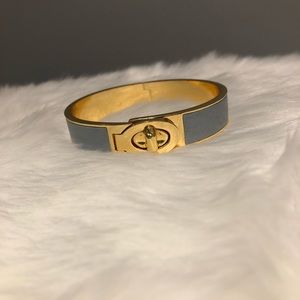 Coach Turn Lock Leather & Gold Bangle